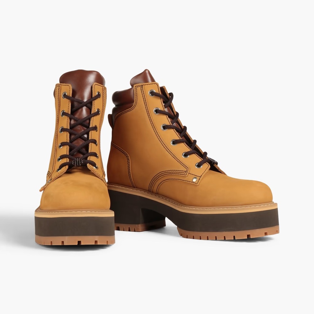 NEW Maje Nubuck Leather Combat Utility Boots 40